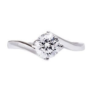 Real Silver & Cubic Zirconia Twisted Crossover Ring Rs00004