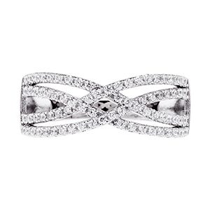 Real Silver & Cubic Zirconia Crossover Dress Ring Rs00005