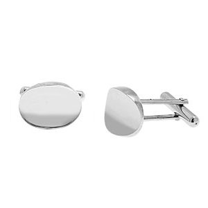 White Gold Oval Cufflinks Concave Ckn00016