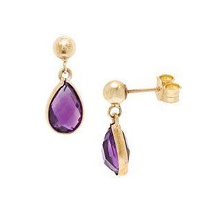 9ct Yellow Gold & Amethyst Drop Earrings Ed00300