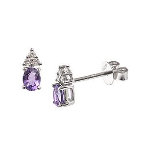 18ct White Gold Diamond & Amethyst Stud Earrings Esa00065
