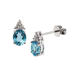 Diamond Blue Topaz Stud-Earrings Esa00045