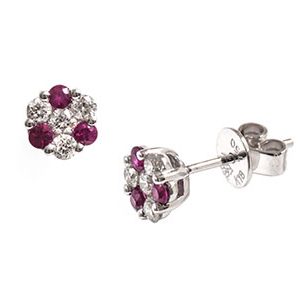Round Ruby & Diamond Earrings Esa00088