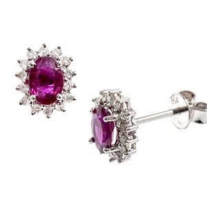 Oval Ruby & Diamond Earrings Esa00116