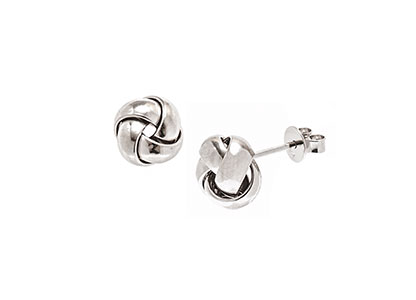 9mm White Gold Knot Stud Earrings Esp00006