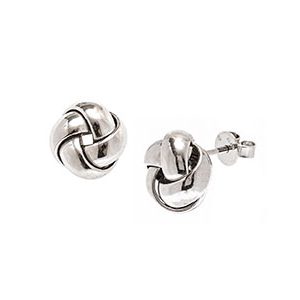 White Gold Knot Earrings 9ct 10mm Esp00095
