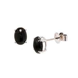 9ct White Gold 7x5mm Oval Onyx Stud Earrings Es00127