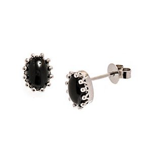 9ct White Gold 7x5mm Oval Onyx Stud Earrings Es00179
