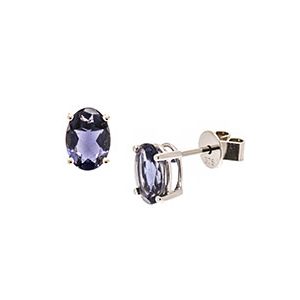 9ct White Gold 7x5mm Oval Iolite Stud Earrings Es00124