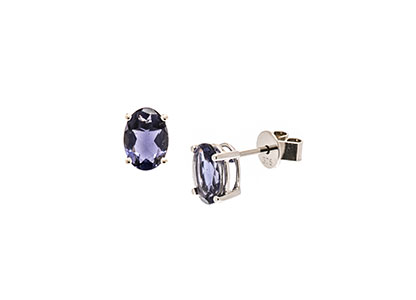 9ct White Gold 7x5mm Oval Iolite Stud Earrings Es00124