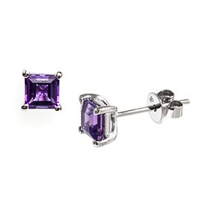9ct White Gold 5mm Square Amethyst Stud Earrings Es00660