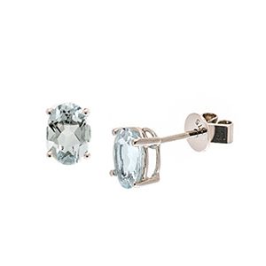9ct White Gold & Oval Aquamarine Stud Earrings Es00123