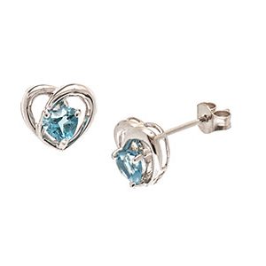 White Gold Topaz Heart-Stud-Earrings Es00027