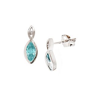 9ct White Gold Blue & White Cz Stud Earings Es00203