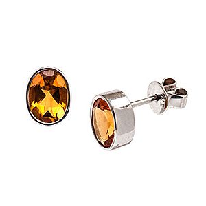 Oval Citrine Stud-Earrings White-Gold Es00249