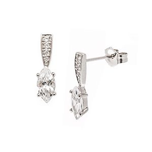 9ct White Gold Cubic Zirconia Drop Earrings Es00206