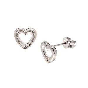 Diamond Earrings Open Hearts White Es00204