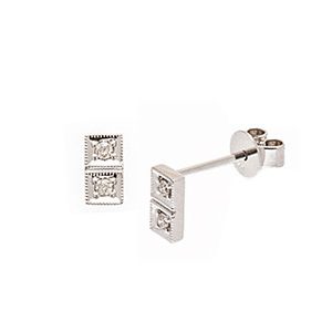 9ct White Gold Double Square Diamond Stud Earrings Es00209