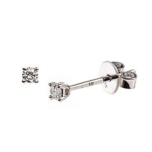 9ct White Gold Single Stone .10ct Diamond Stud Earrings Es00381
