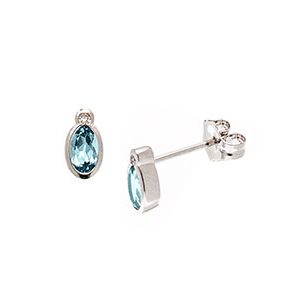 9ct White Gold Diamond & Blue Topaz Stud Earrings Es00201