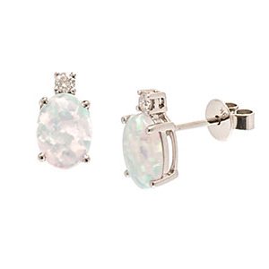 9ct White Gold Oval Oplex & Diamond Es00091