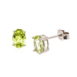 9ct White Gold 7x5mm Oval Peridot Stud Earrings Es00118