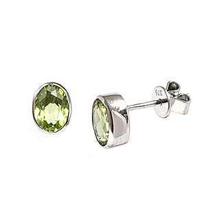9ct White Gold 7x5mm Peridot Oval Stud Earrings Es00244
