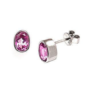 9ct White Gold 7x5mm Pink Topaz Oval Stud Earrings Es00242