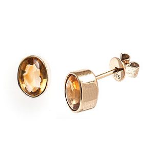 9ct Gold Oval-Citrine Stud-Earrings Es00263