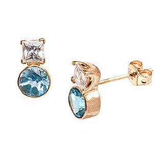 9ct Yellow Gold Cubic Zirconia & Blue Topaz Studs Es00191