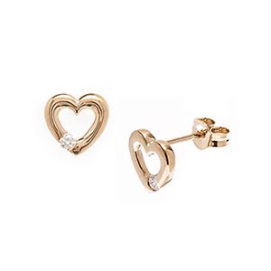 Diamond Heart Earrings 9ct Gold Es00205