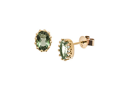 9ct Yellow Gold Oval Green Topaz Stud Earrings Es00161