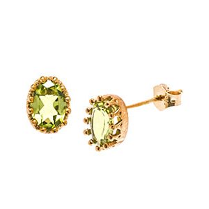 9ct Yellow Gold & Oval Peridot Stud Earrings Es00155
