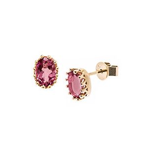 9ct Yellow Gold & Oval Pink Topaz Stud Earrings Es00151