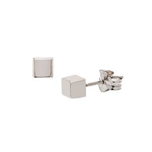 White Gold Cube Stud Earrings Esp00072