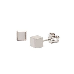 White Gold 4mm Cube Stud Earrings Esp00073