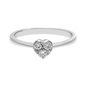 White-Gold Diamond Heart Ring Ra00552