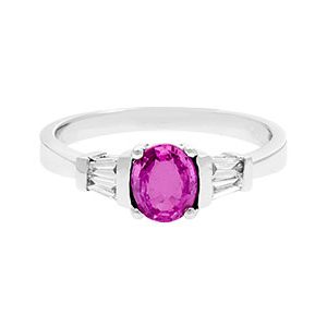 18ct White Gold Diamond & Pink Sapphire Five Stone Ring Ra00152