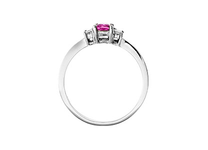 Pink Sapphire Ring with Baguette Diamond Sides Ra00159 - Image 2