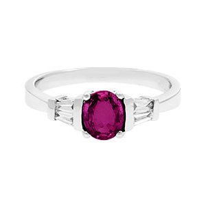 18ct White Gold Diamond & Ruby Five Stone Ring Ra00154