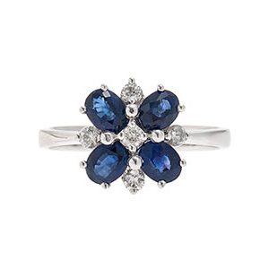 18ct White Gold Diamond & Sapphire Ring Ra00395