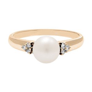 18ct Yellow Gold Diamond & Pearl Ring Ra00229