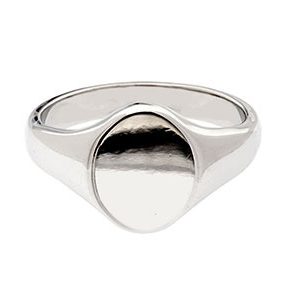 9ct White Gold Oval Signet Ring Rg00008 13mm X 11mm
