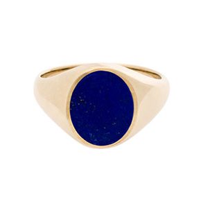 9ct Yellow Gold & Lapis Lazuli Exrta Heavy Oval Signet Ring Rg00002