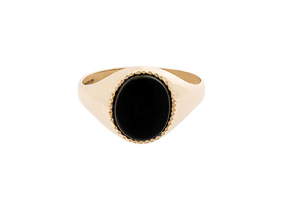 9ct Gold Black Oval Signet Ring Rg00001