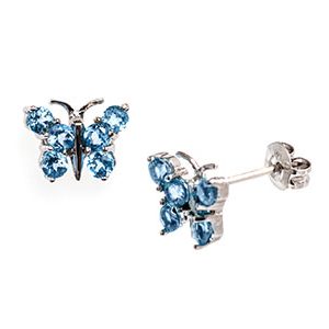9ct-White-Gold Blue Butterfly Earrings Es00757