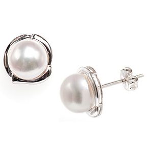 9ct White Gold & White Cultured Pearl Earrings Es00734
