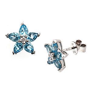 Blue Topaz & Diamond Stud Earrings Es00414