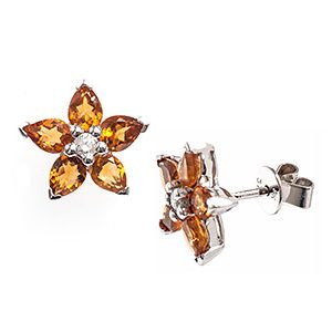 Diamond & Citrine Stud-Earrings Es00416