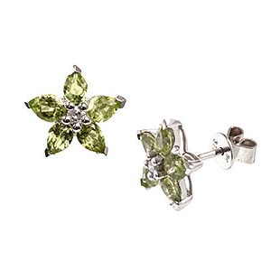 Diamond & Peridot White Gold Earrings Es00417